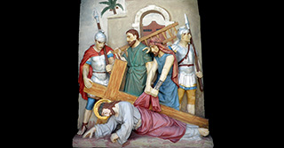 Jesus fällt zum dritten Mal unter dem Kreuz 